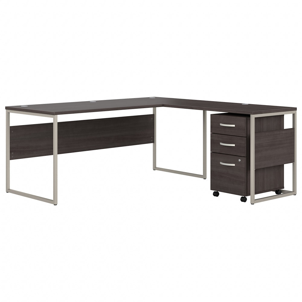 Bush Business Furniture Hybrid 72inW L-Shaped Corner Desk Table With Mobile File Cabinet, Storm Gray, Standard Delivery