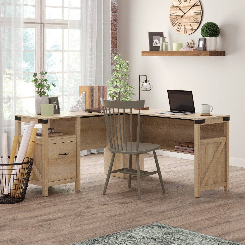 Sauder Bridge Acre 60inW L-Shaped Computer Desk, Orchard Oak