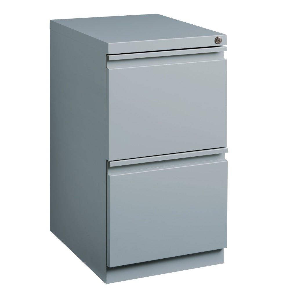 Hirsh 20inD Vertical 2-Drawer Mobile Pedestal File Cabinet, Platinum