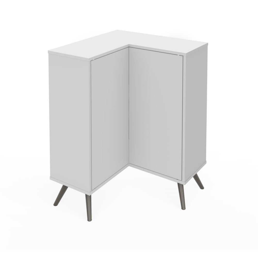 Bestar Krom 27inW Corner Storage Cabinet With Metal Legs, White