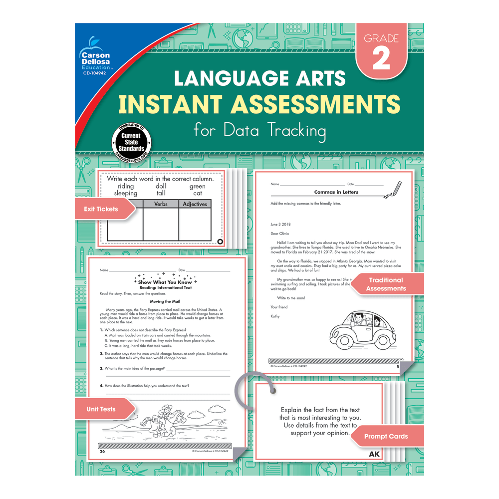 Carson-Dellosa Instant Assessments For Data Tracking Language Arts Resource Book, Grade 2