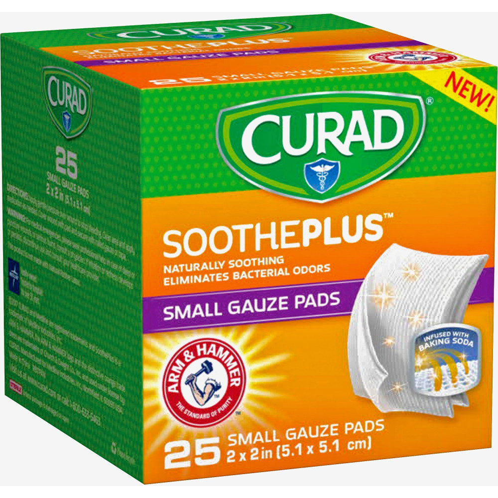 Curad SoothePlus Medium Non-stick Pads - 2in x 2in - 25/Box - White