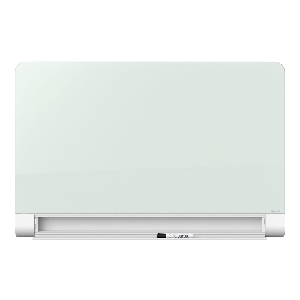 Quartet Horizon Magnetic Glass Unframed Dry-Erase Whiteboard With Concealed Tray, 85in x 48in, White