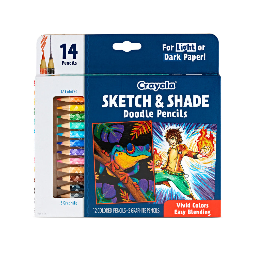 Crayola Doodle And Draw Sketch And Shade Pencils, Assorted Colors, Pack Of 14 Pencils