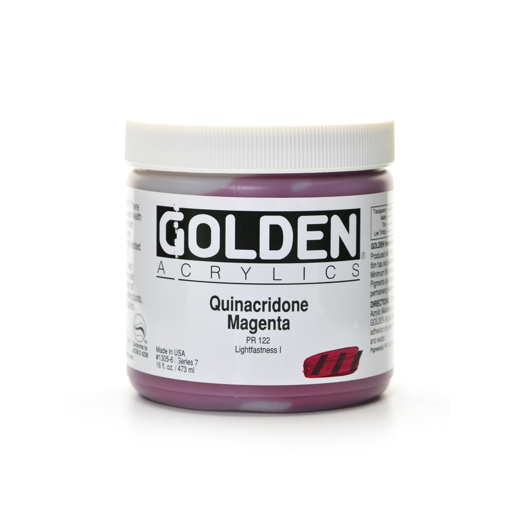 Golden Heavy Body Acrylic Paint, 16 Oz, Quinacridone Magenta