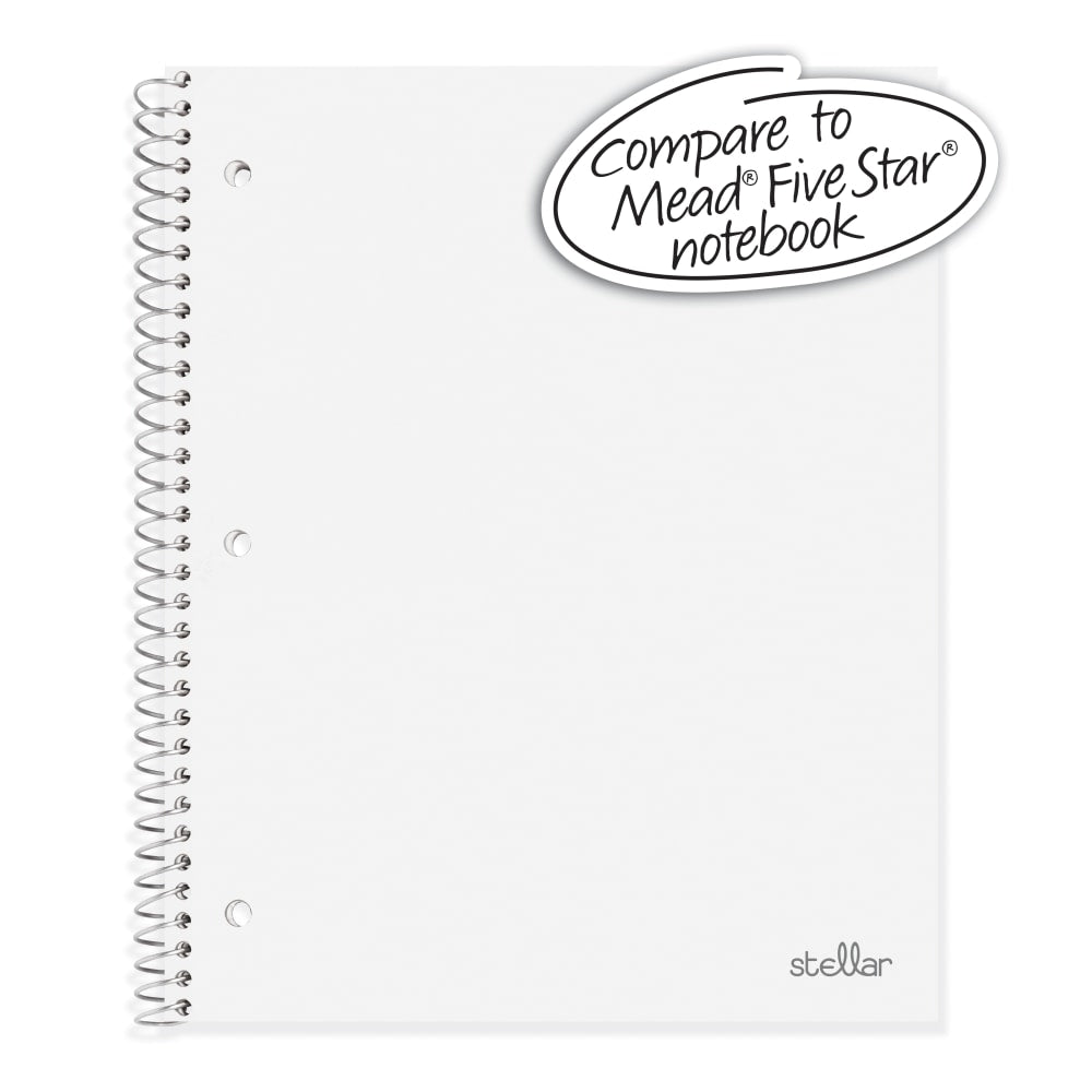 Office Depot Brand Stellar Poly Notebook, 8-1/2in x 11in, 1 Subject, College Ruled, 100 Sheets, White