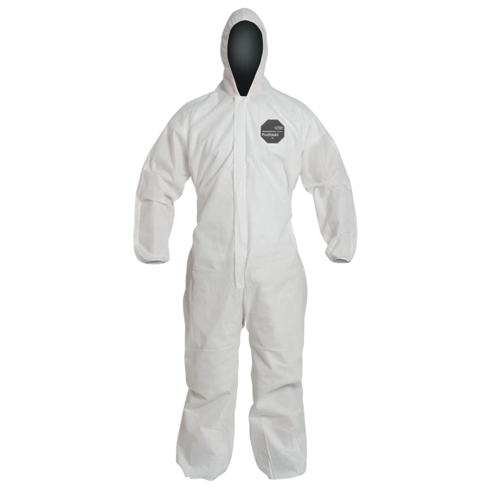 DuPont Proshield 10 Coveralls With Attached Hood, X-Large, White, Pack Of 25