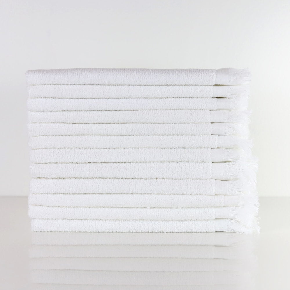 1888 Mills Fingertip Towels, Velour Fringe, 13in x 18in, White, Set Of 288 Towels