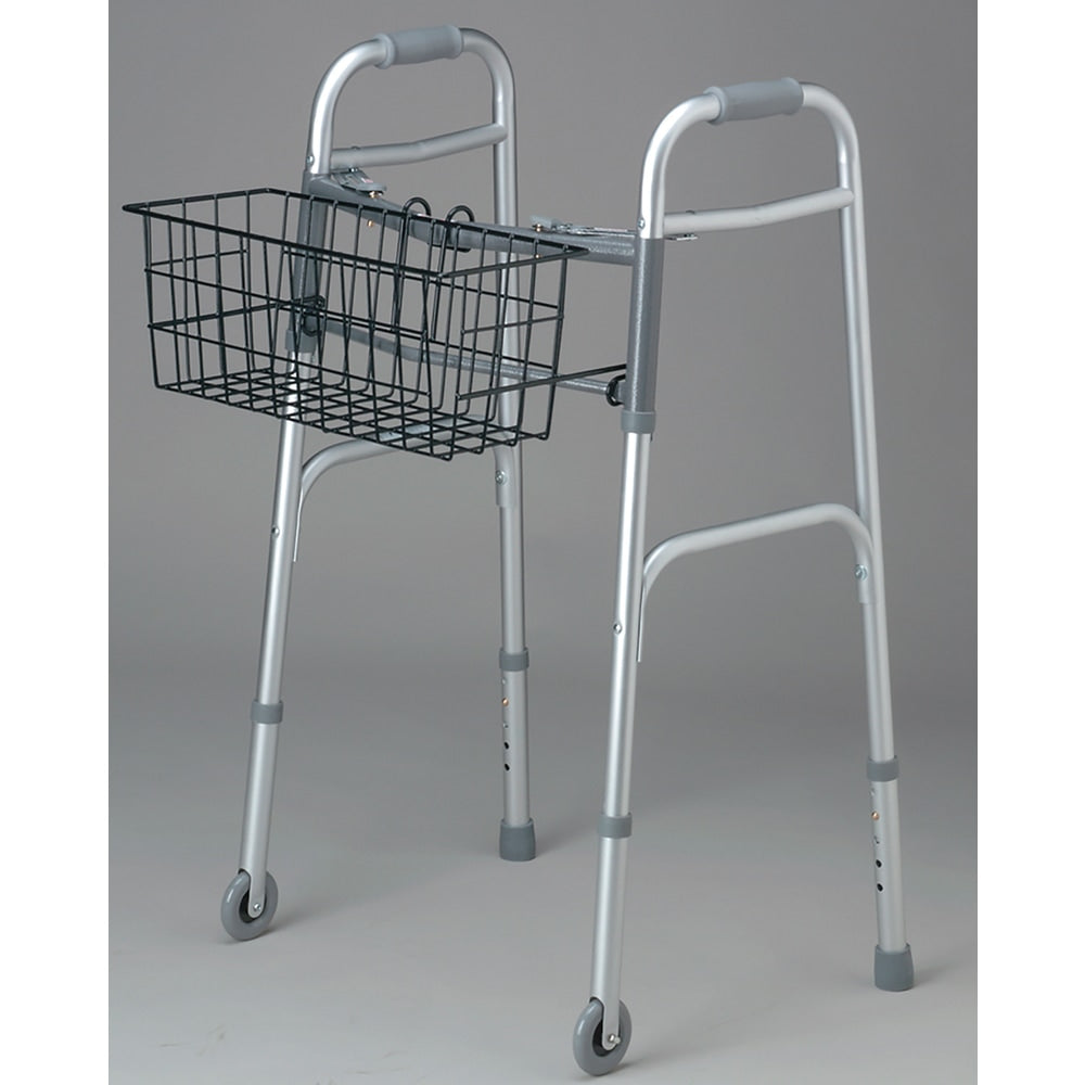 Medline 2-Button Walker Baskets, 5 1/2in x 16in x 7in, Black, Case Of 2