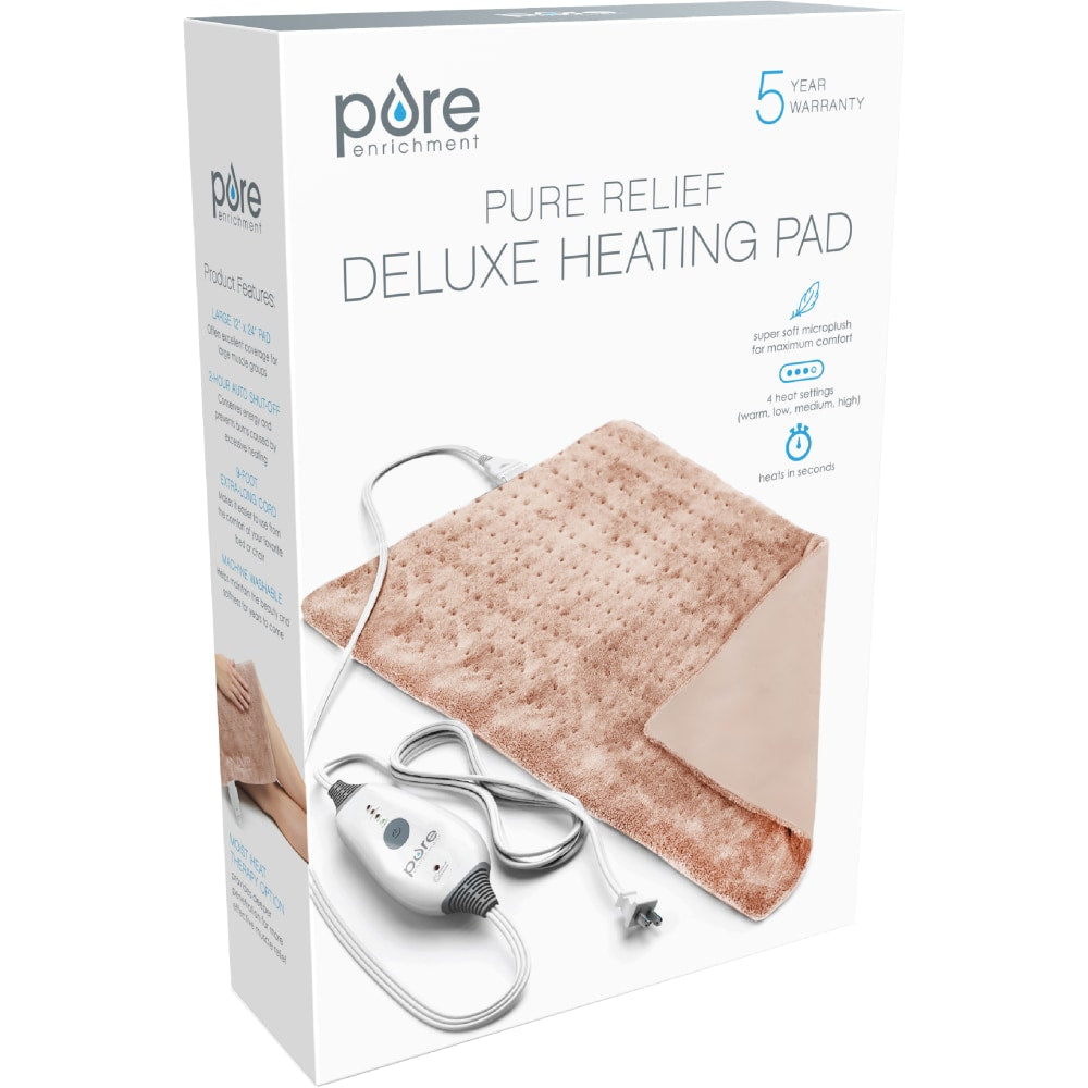 Pure Enrichment PureRelief Deluxe Heating Pad, 11-1/2in x 23-1/2in, Mauve