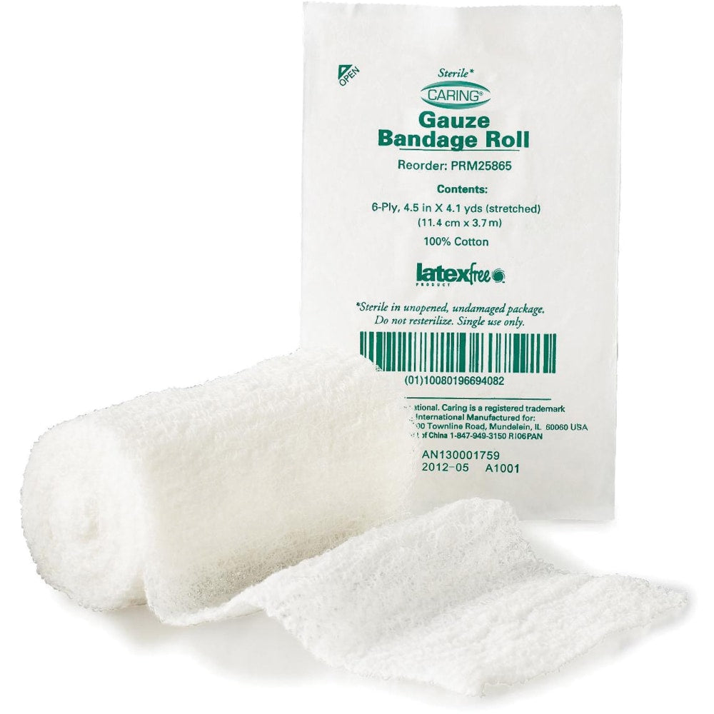 Medline Gauze Bandage Roll, 4 1/2in x 4 Yd., 6-Ply, Box Of 100