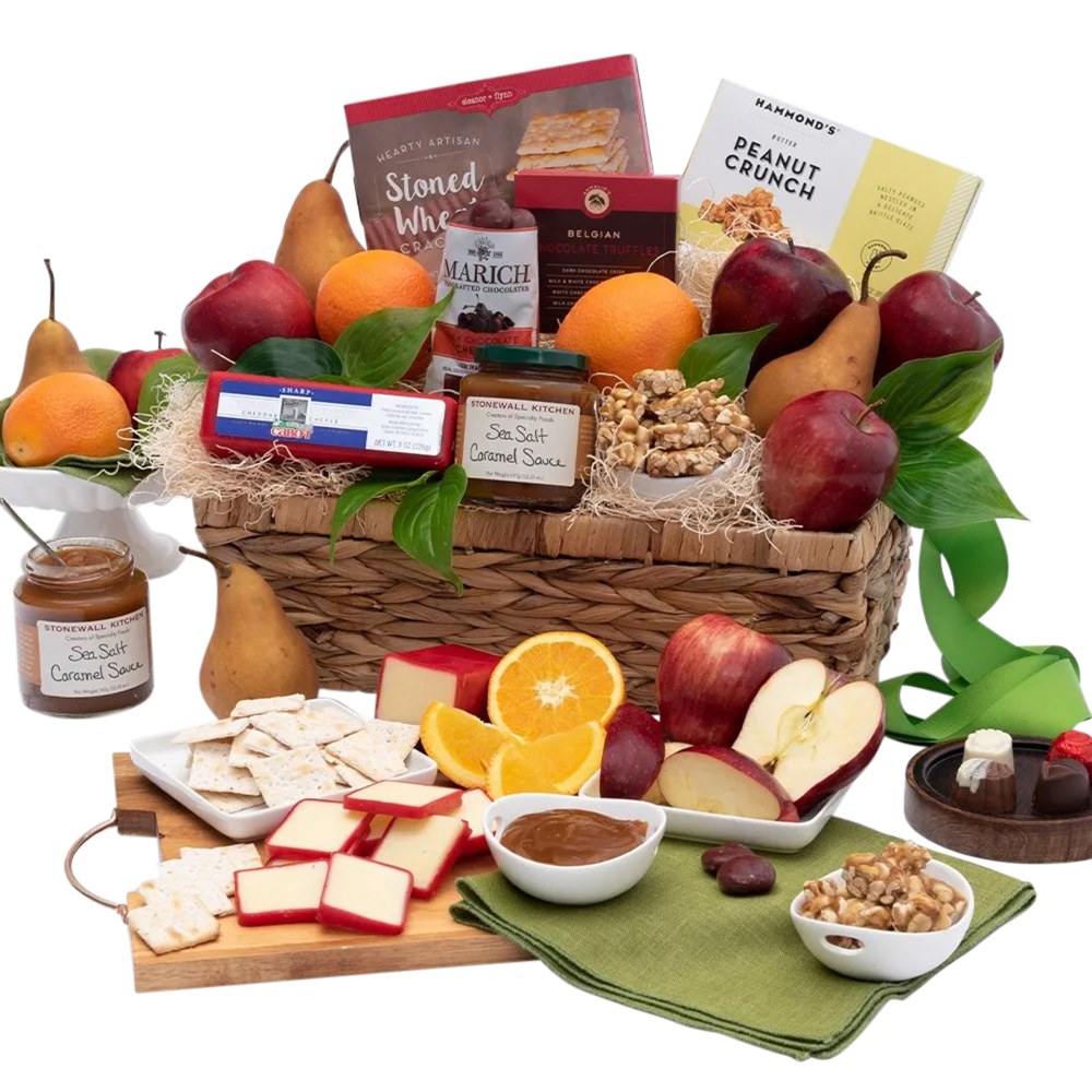 Gourmet Gift Baskets Christmas Fruit Gift Basket Set, Set Of 14 Pieces