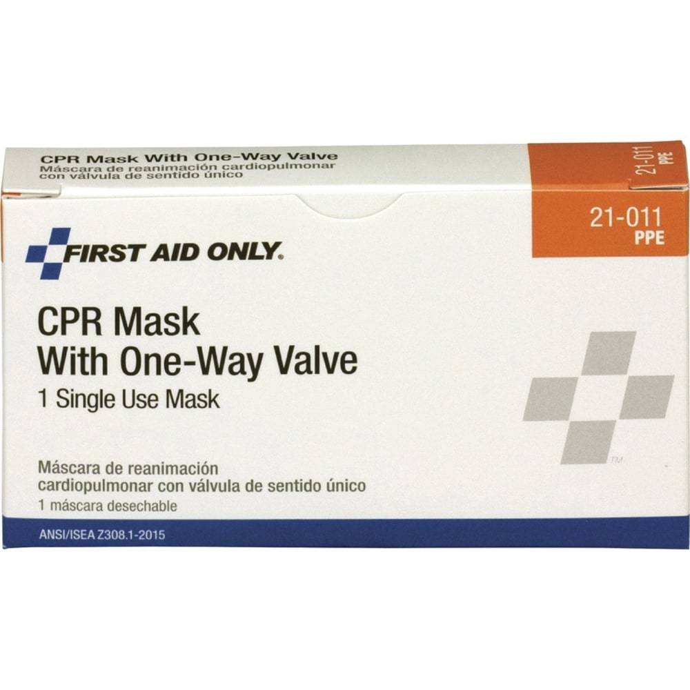 First Aid Only CPR Mask - Recommended for: Emergency, Healthcare - Fluid, Dust, Debris Protection - White - Earloop Style Mask - 1 Each