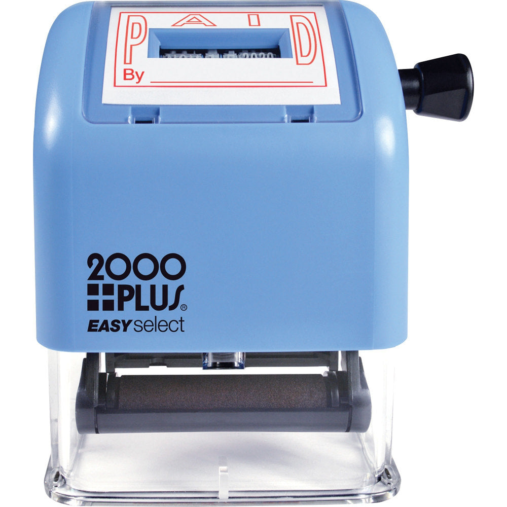 2000 PLUS Easy Select Self-Inking Date/Phrase Stamp, PAID, 1-7/8in x 1in Impression, Red Ink