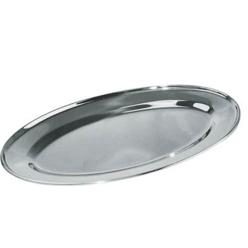 Winco Oval Stainless-Steel Platter, 14in x 8-3/4in, Silver