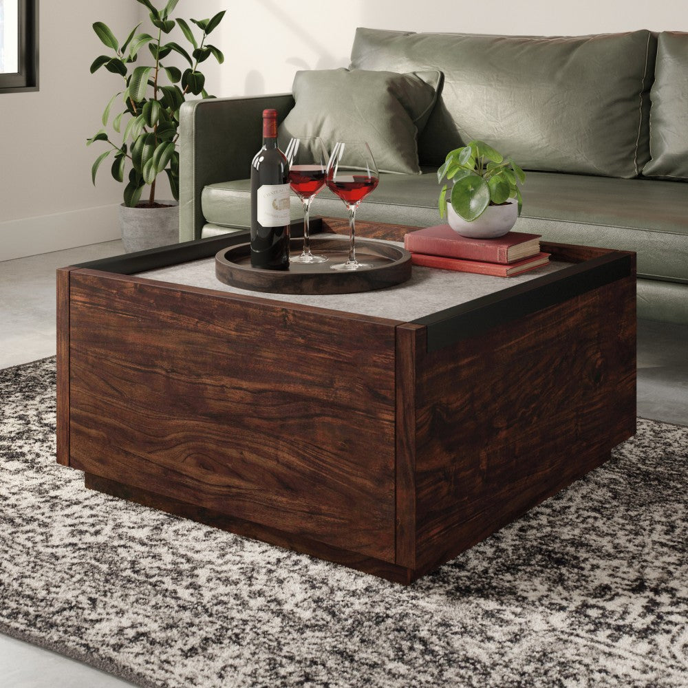 Sauder Manhattan Gate Square Coffee Table, 16inH x 31inW x 31inD, Rich Walnut