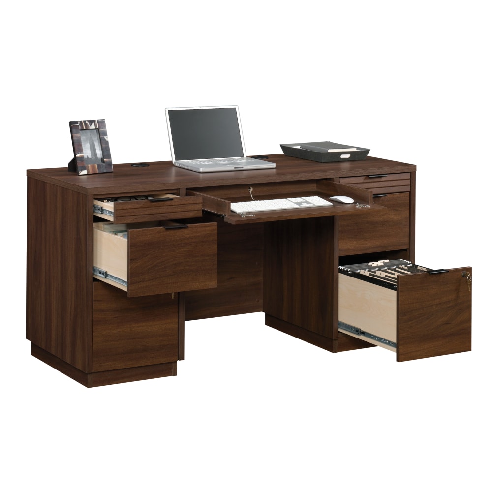 Sauder Palo Alto 60inW Commercial Credenza Computer Desk, Spiced Mahogany