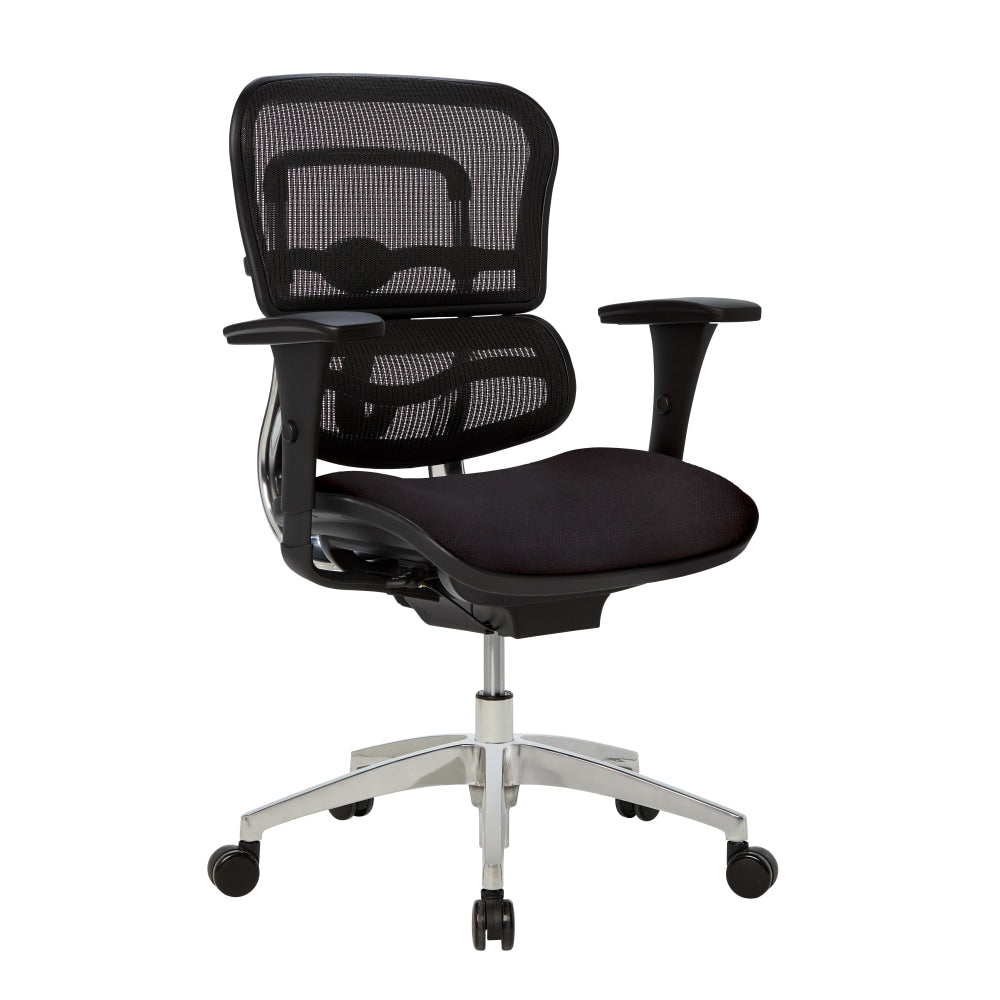 WorkPro 12000 Series Ergonomic Mesh/Fabric Mid-Back Chair, Black/Black, BIFMA Compliant