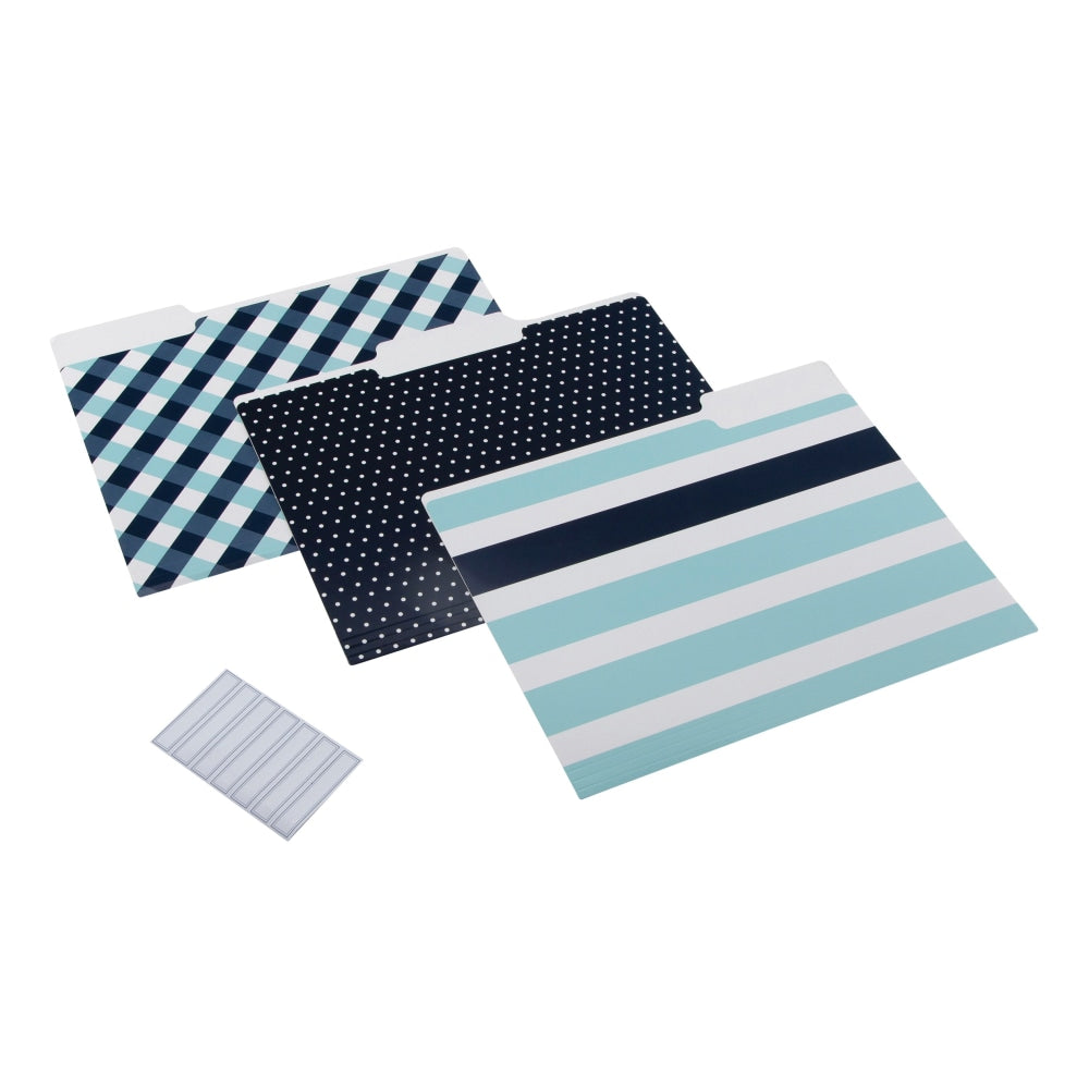 Realspace File Folders, Letter Size, Blue/Navy/White, Pack Of 6