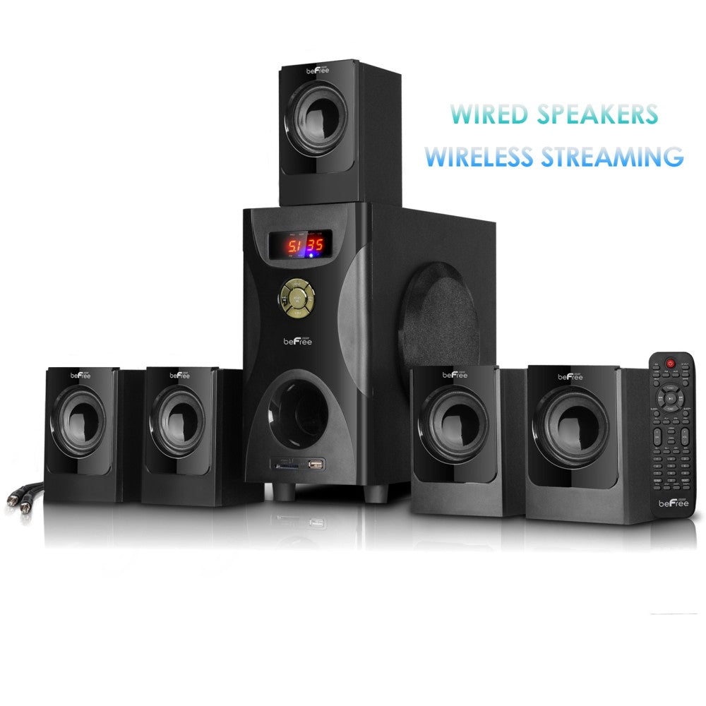 BeFree Sound BFS-425 5.1-Channel Surround Sound Bluetooth Speaker System, Black