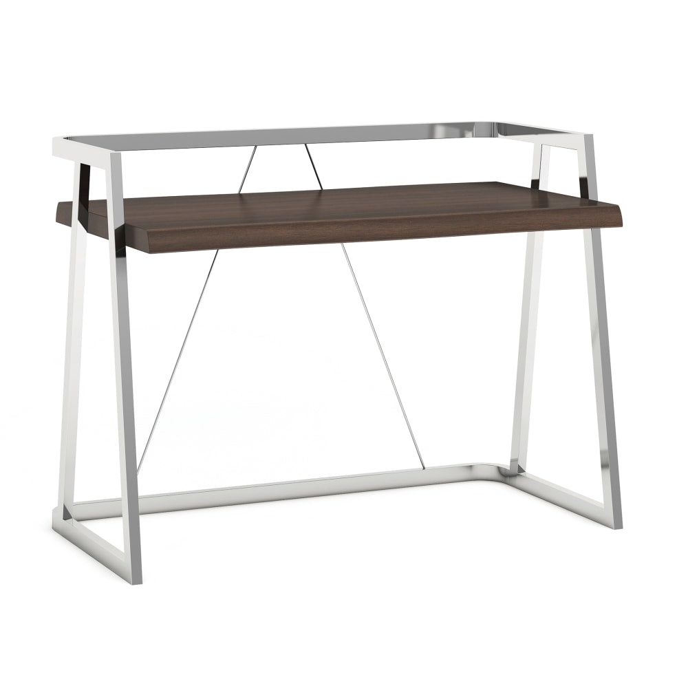 Elle Decor Alliel Live Edge 48inW Writing Desk, Brown/Silver