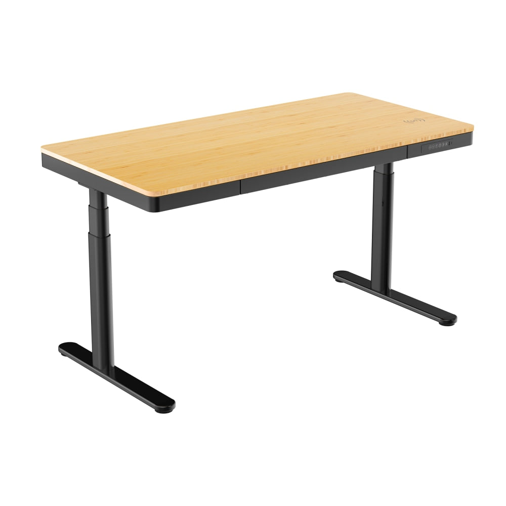 FlexiSpot Q8 Electric 55inW Height-Adjustable Standing Desk, Bamboo/Black