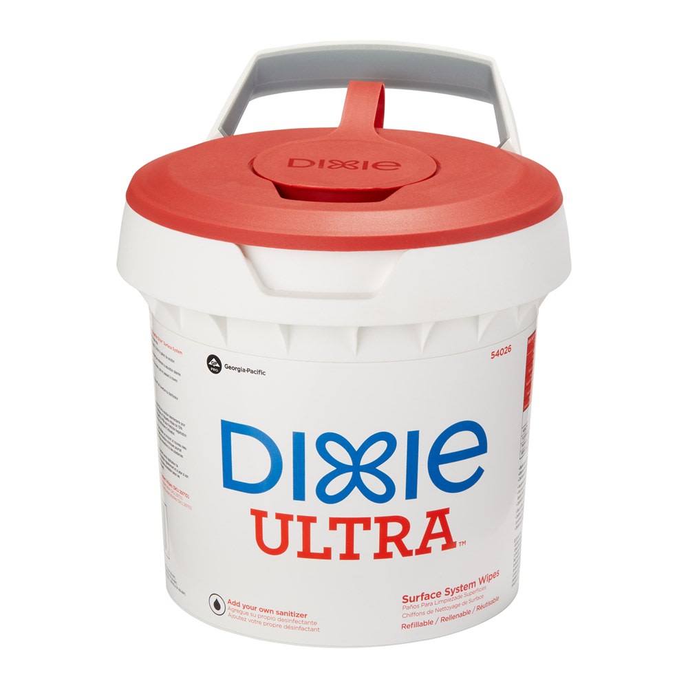 Dixie Closed-System Wipe Dispenser Bucket, 8-15/16inH x 10inW x 8-1/16inD, White