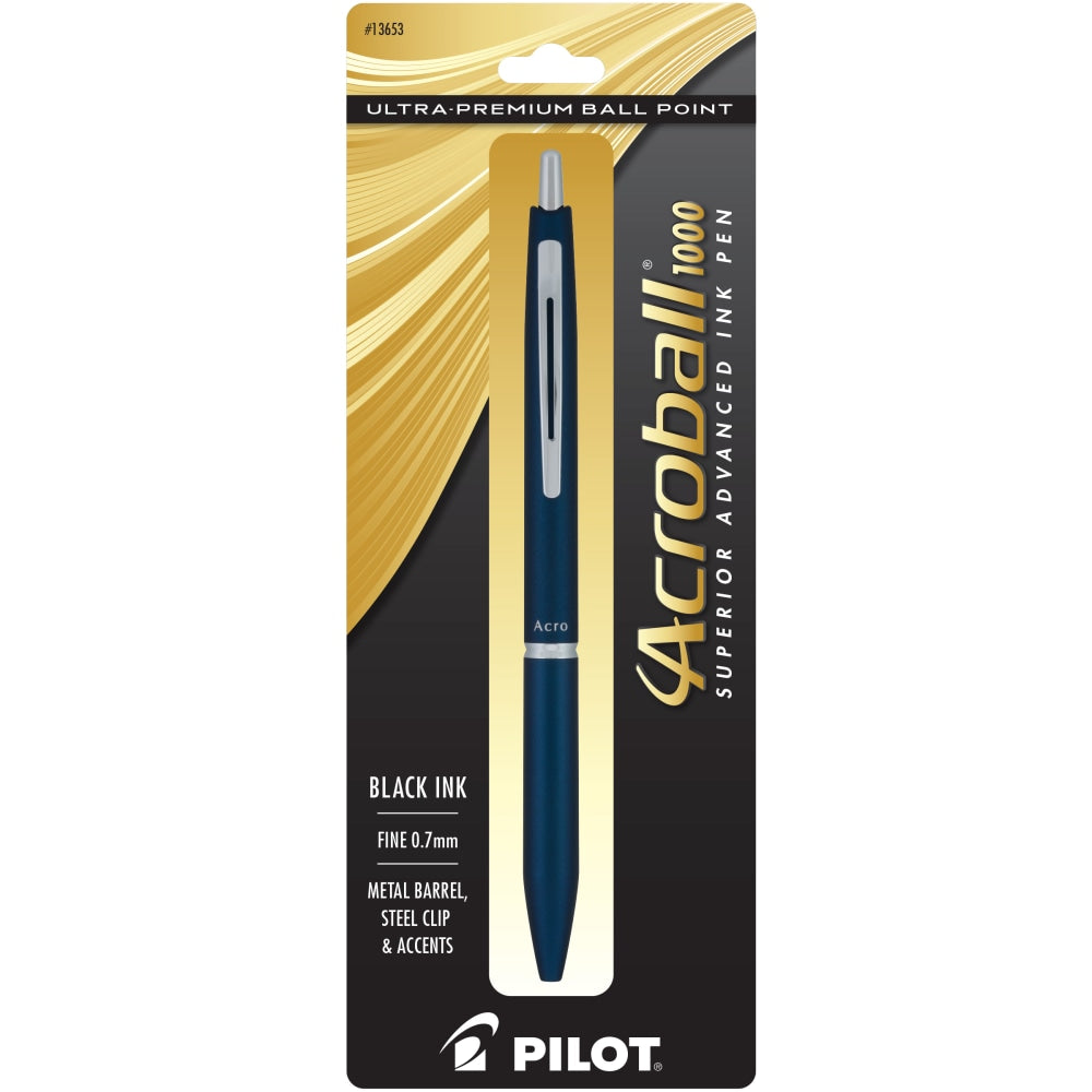 Pilot Acroball 1000 Ultra-Premium Ballpoint Pen, Fine Point, 0.7 mm, Navy Barrel, Black Ink