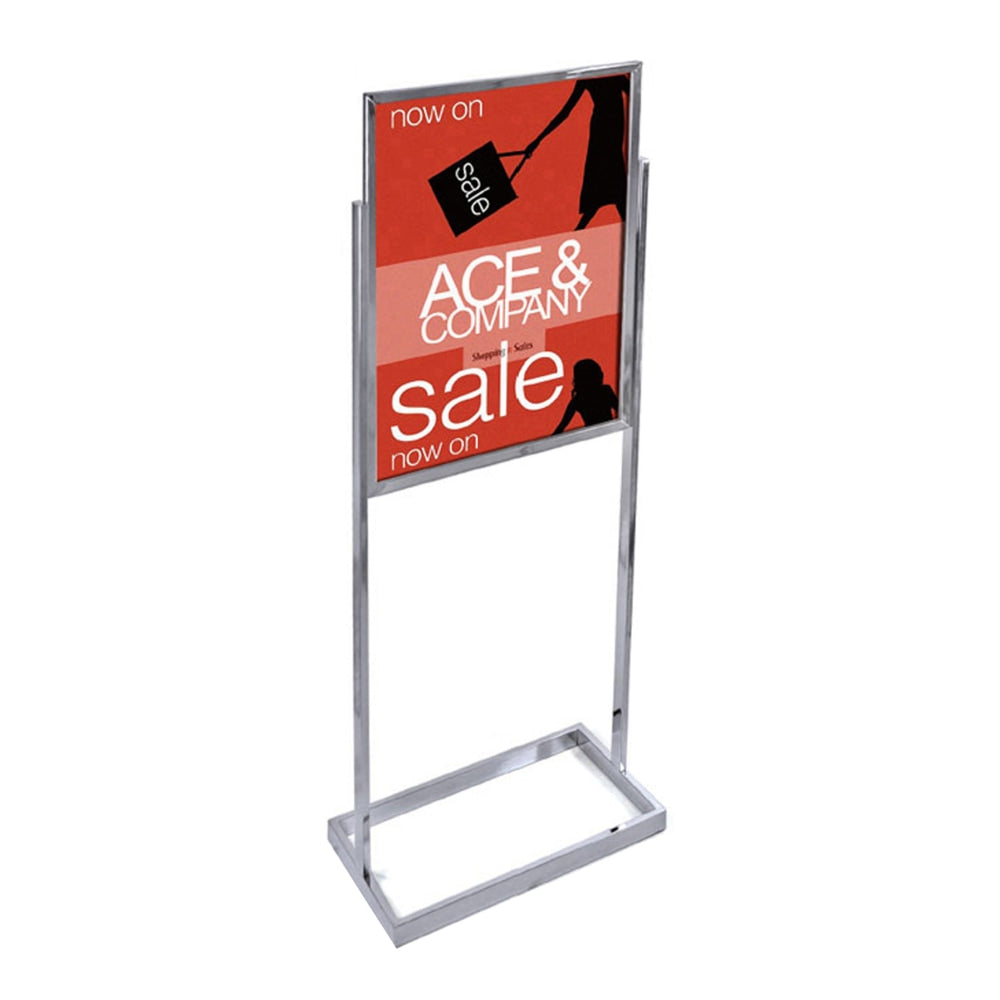 Azar Displays Metal Vertical Panel Poster Stand, 59inH x 23-3/4inW x 15inD, Chrome