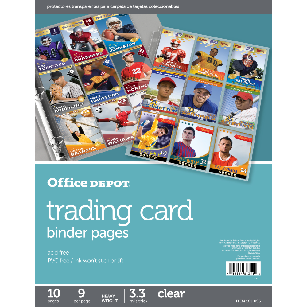 Office Depot Brand Trading Card Binder Pages, 8-1/2in x 11in, Clear, Pack Of 10