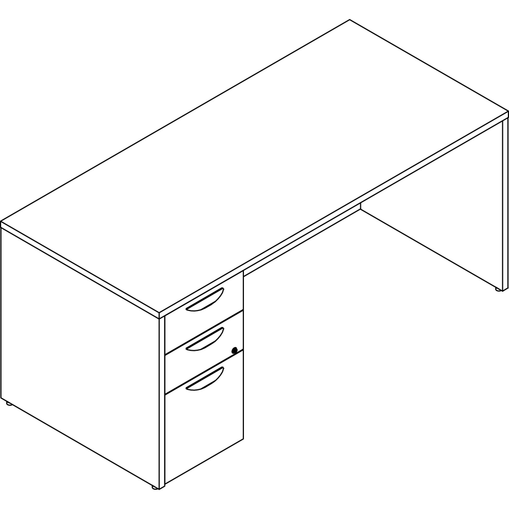 Lorell Prominence 2.0 66inW Left-Pedestal Computer Desk, 95% Recycled, Gray Elm