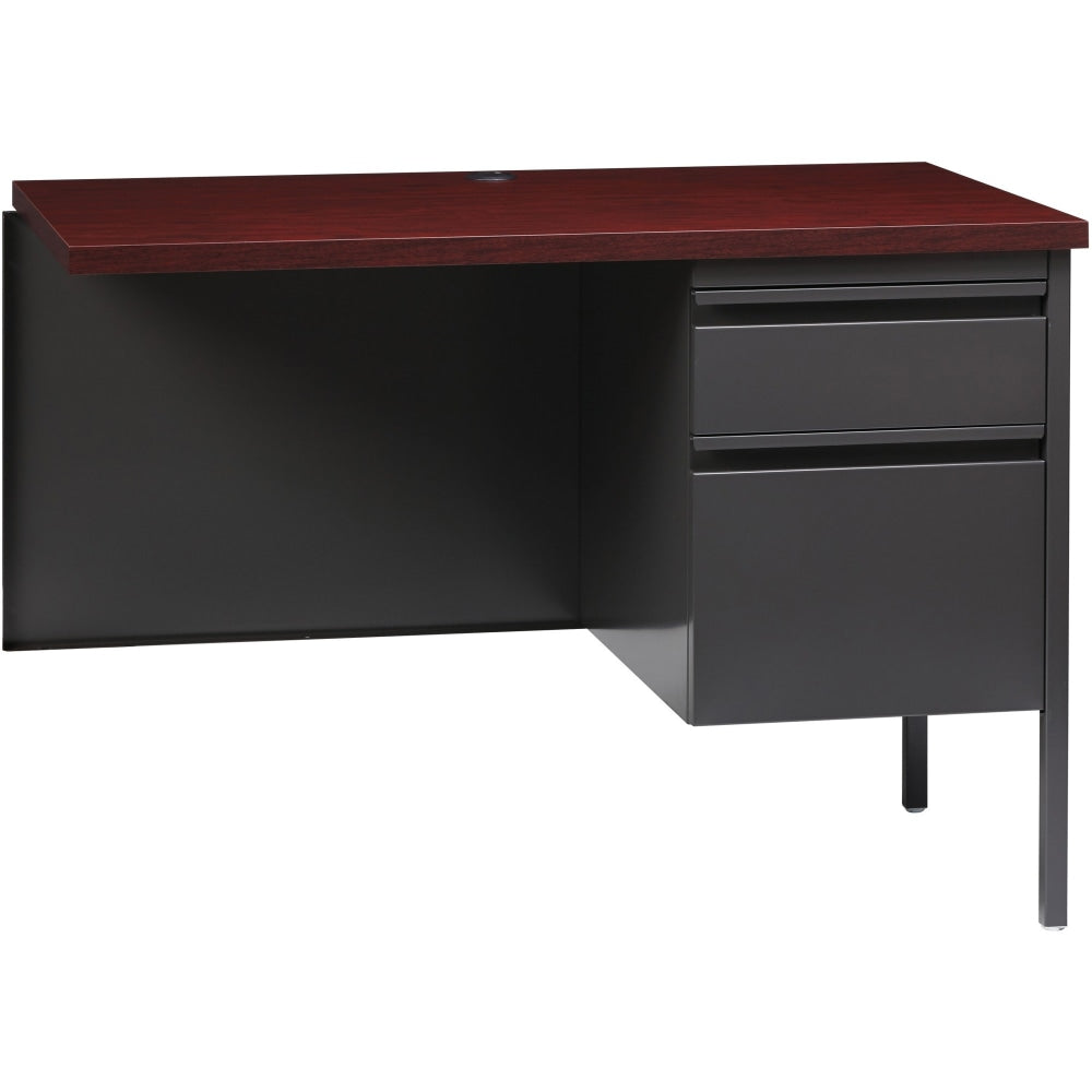 Lorell Fortress Series 42inW Steel Pedestal Return Desk, Right, Charcoal/Mahogany