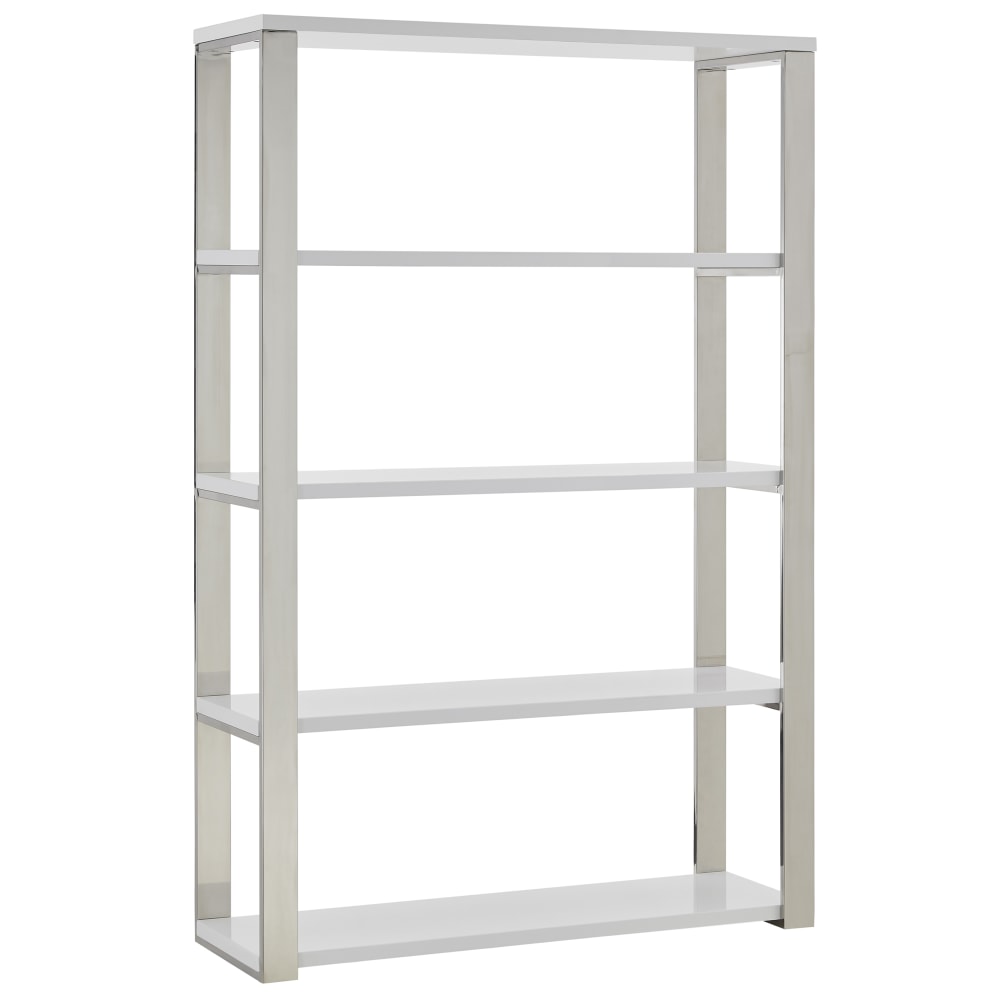 Eurostyle Dillon 61inH 5-Shelf Bookcase, Steel/White