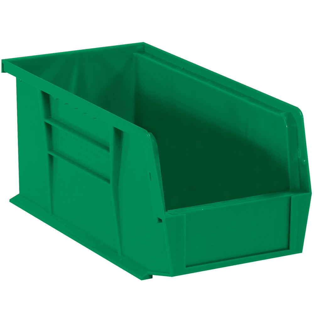 Partners Brand Plastic Stack & Hang Bin Boxes, Medium Size, 14 3/4in x 8 1/4in x 7in, Green, Pack Of 12