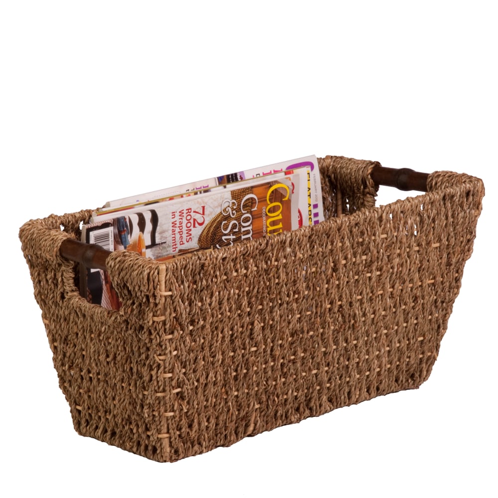 Honey-Can-Do Seagrass Basket With Handles, Medium Size, 8in x 8in x 17in, Brown/Natural