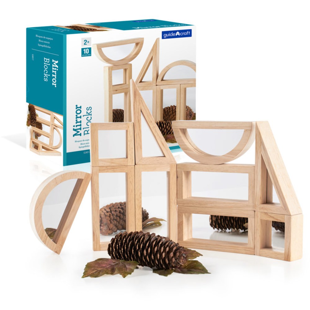 Guidecraft USA Mirror Blocks, Natural, Pack Of 10 Blocks