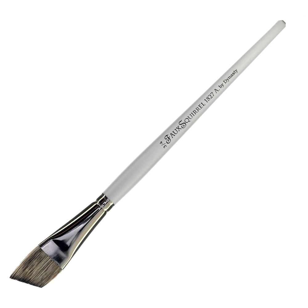 Dynasty Faux Squirrel Paint Brush, 3/4in, Angled Bristle, Squirrel Hair, Silver