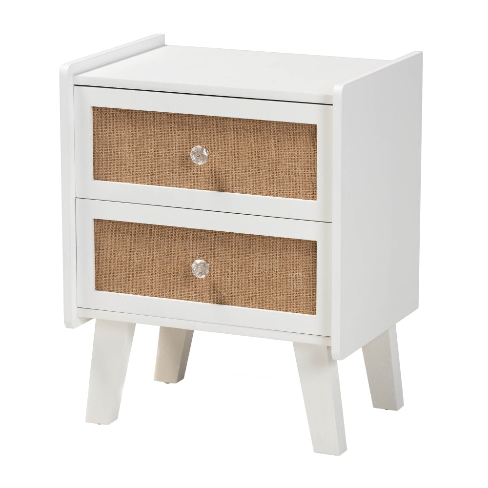 Baxton Studio Balta 2-Drawer Nightstand, 19-3/4inH x 15-3/4inW x 11-13/16inD, Oak Brown/White