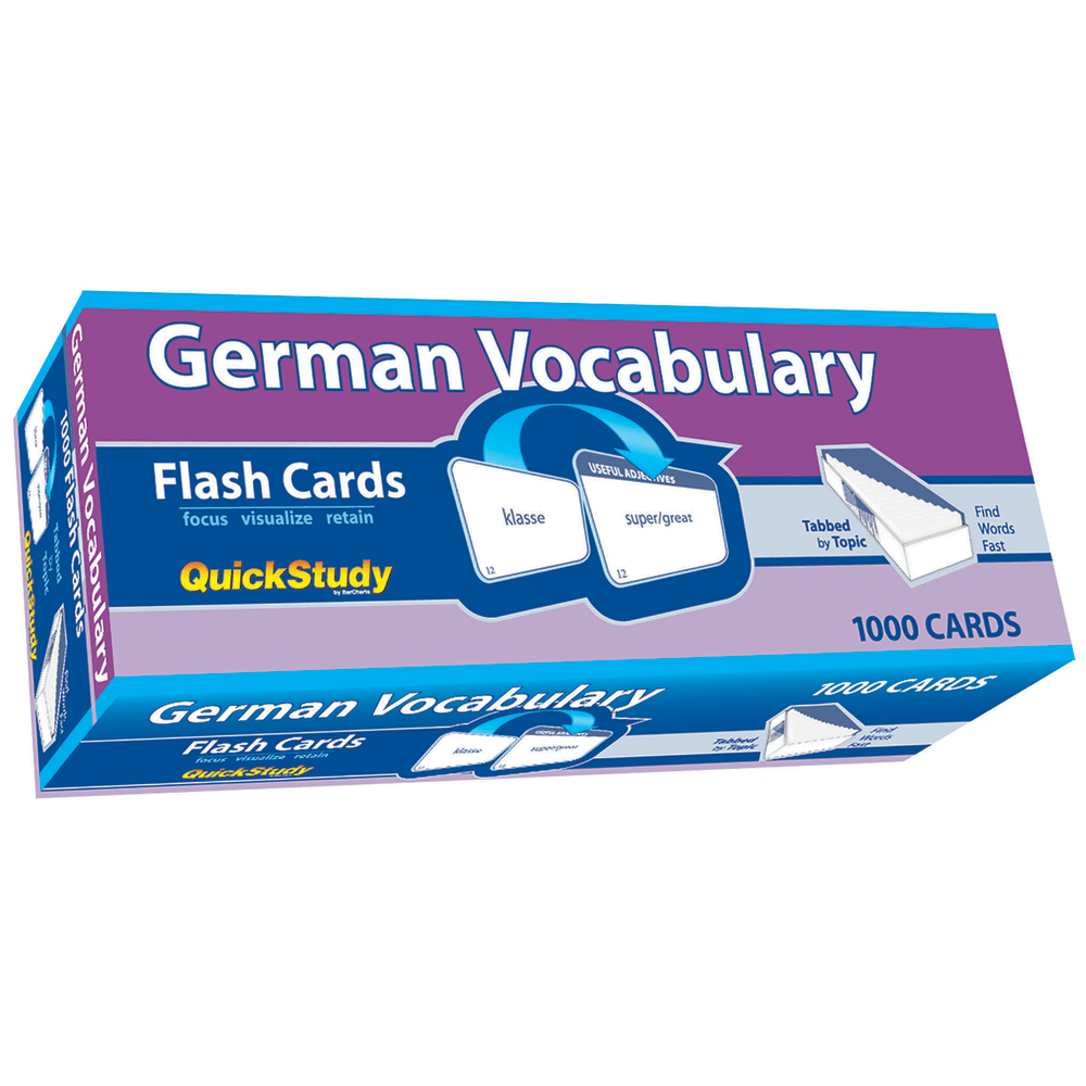 QuickStudy Flash Cards, 4in x 3-1/2in, German Vocabulary, Pack Of 1,000 Cards