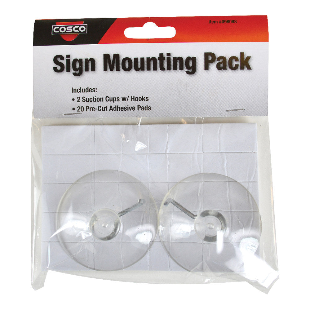 Cosco Sign-Hanging Accessory Kit, 2 Suction Cups and 20 Adhesive Pads