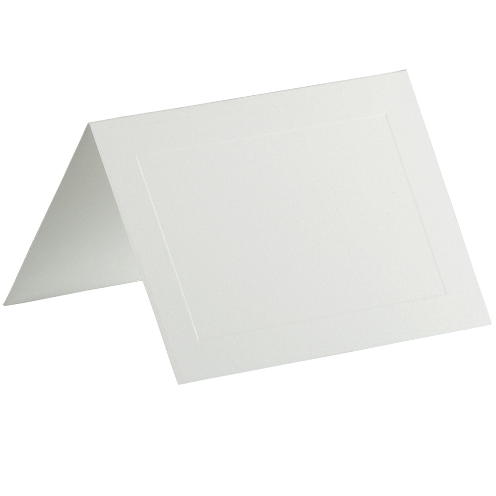 JAM Paper Strathmore Fold-Over Cards, With Panel, 4 Bar, 3 1/2in x 4 7/8in, Bright White, Pack Of 25