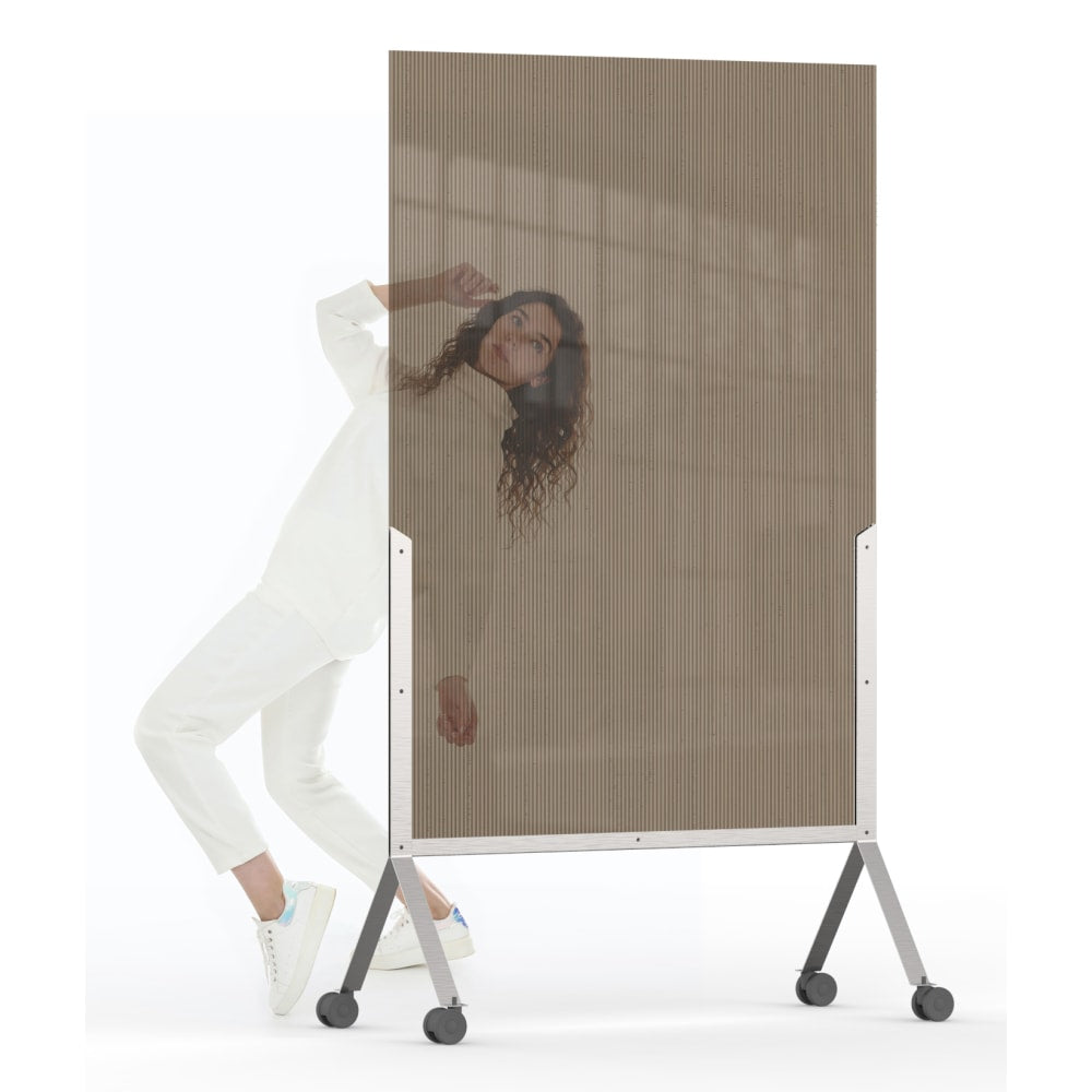 Rosseto Serving Solutions Avant Mobile Partition Standing Divider, 72in x 48in, Semi Transparent -Bronze