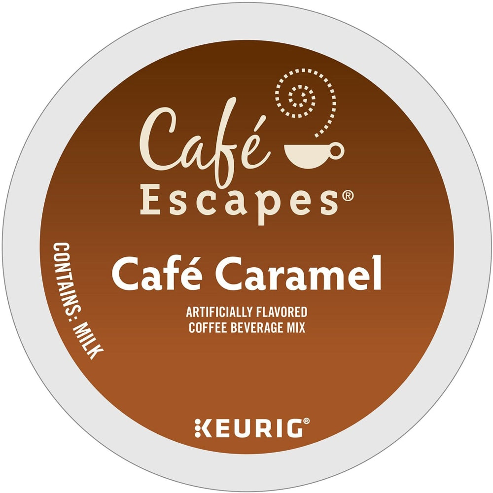 Cafe Escapes Single-Serve Coffee K-Cup Pods, Cafe Caramel, Carton Of 24