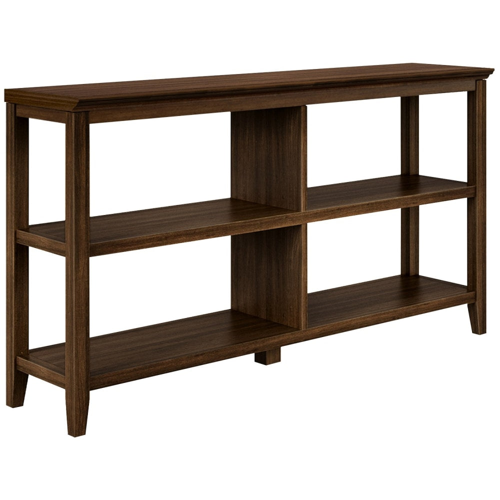 New Ridge Home Goods 30-1/4inH 3-Tier Low Wooden Bookcase, Walnut