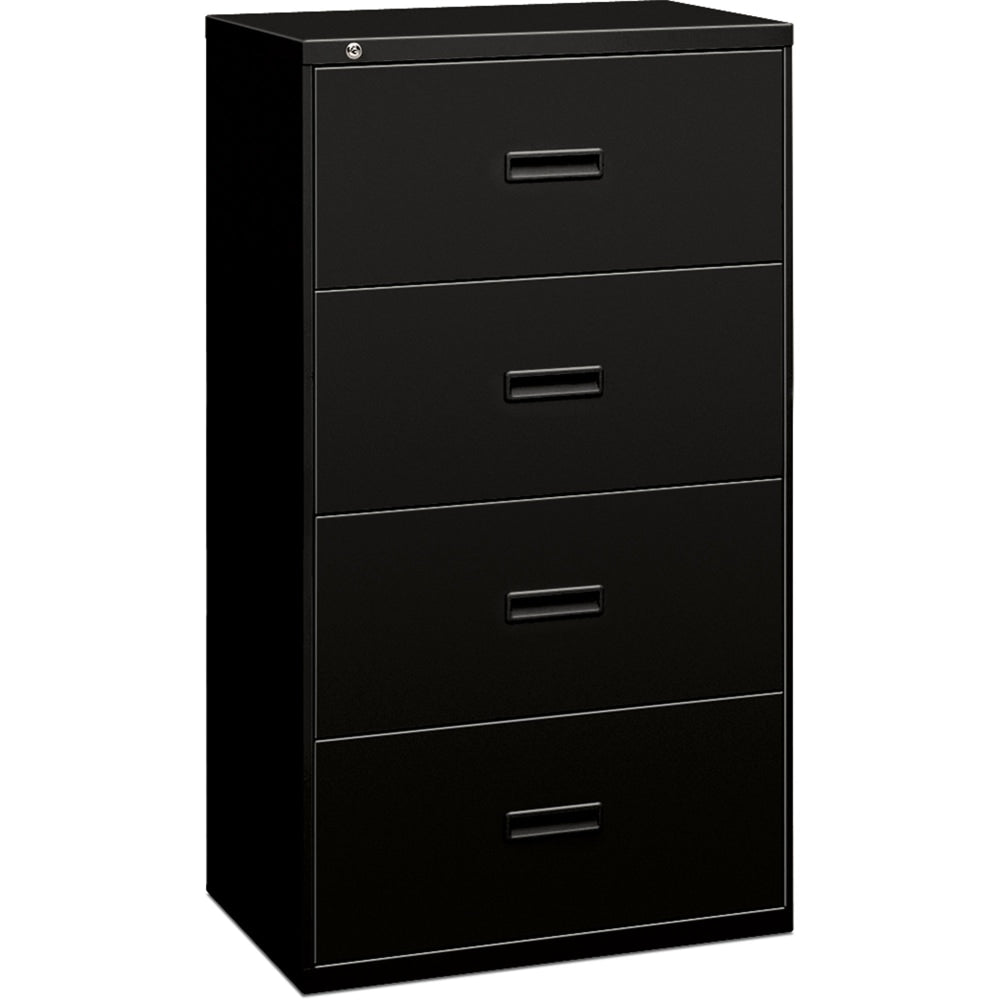 HON 400 30inW x 19-1/4inD Lateral 4-Drawer File Cabinet, Black