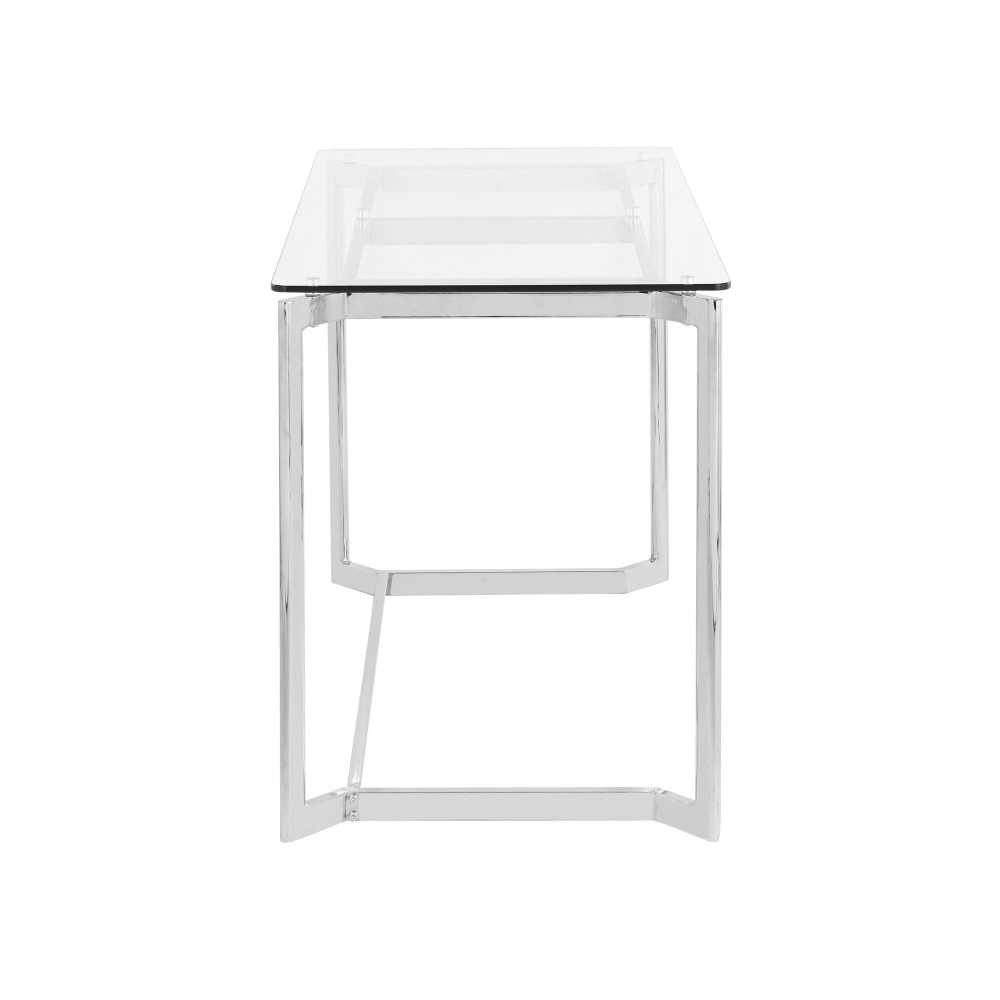 LumiSource Masters 48inW Office Computer Desk, Mirrored Chrome/Clear