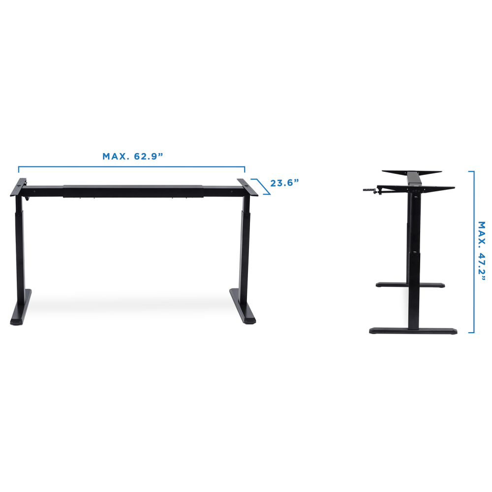 Mount-It! MI-7931 44inW Stand-Up Desk Frame With Manual Crank, Black