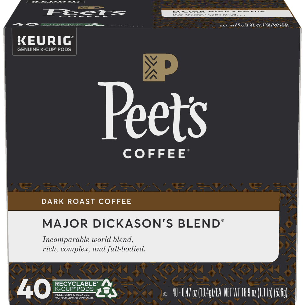 Peets Coffee Major Dickasons Blend Coffee K-Cup Pods, Box Of 40