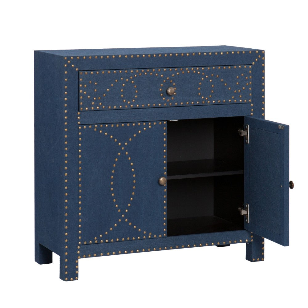 SEI Furniture Florian Engineered Wood Double-Door Cabinet, 2 Shelves, Bronze/Navy