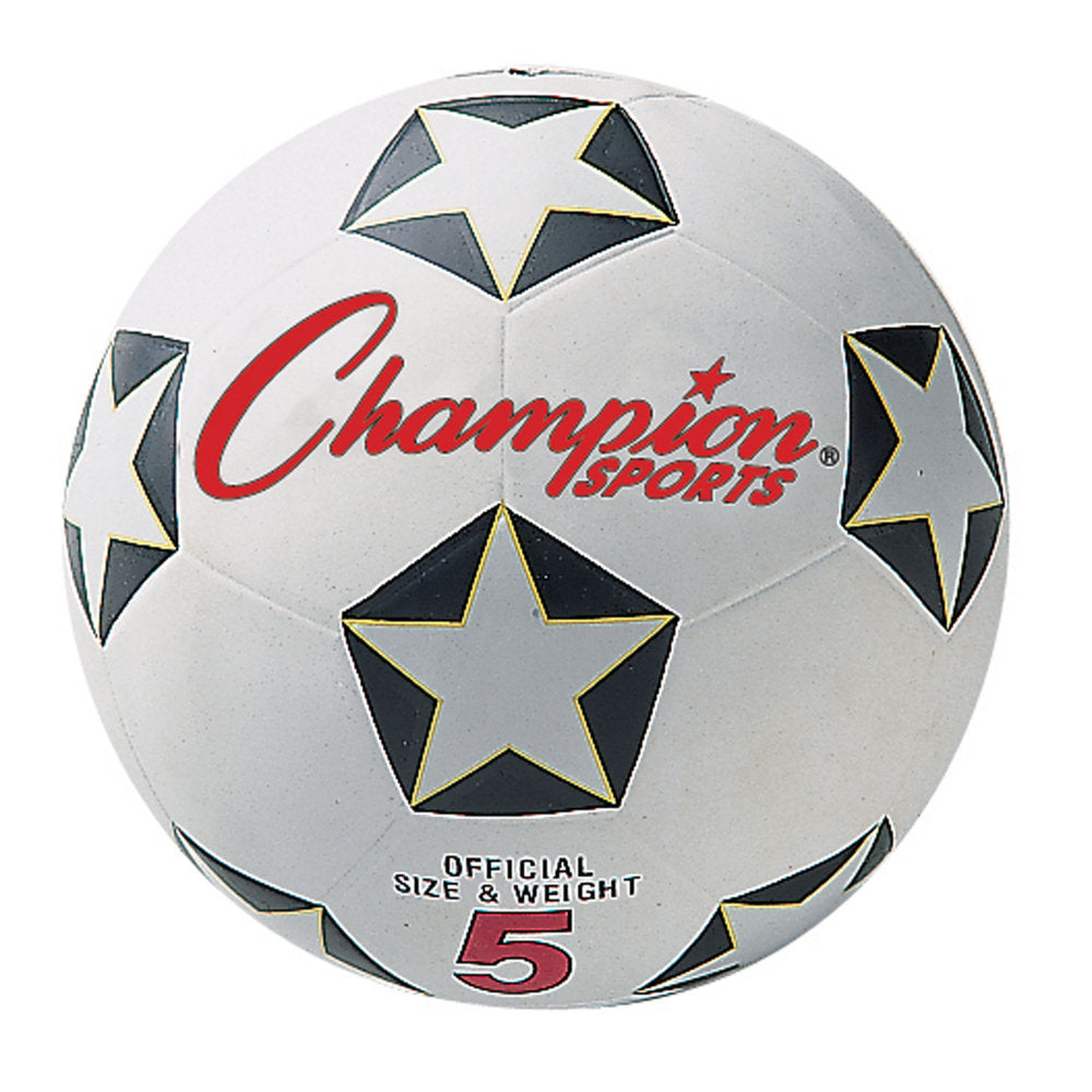 Champion Sports Rubber Soccer Balls, Size 5, White/Black, Pack Of 3 Balls